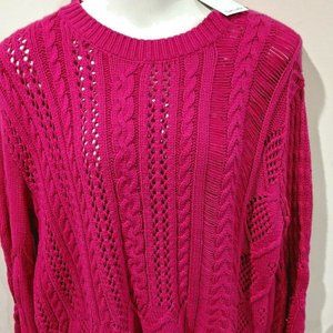 Splendid Fuschia Cotton  Pullover Sweater Med